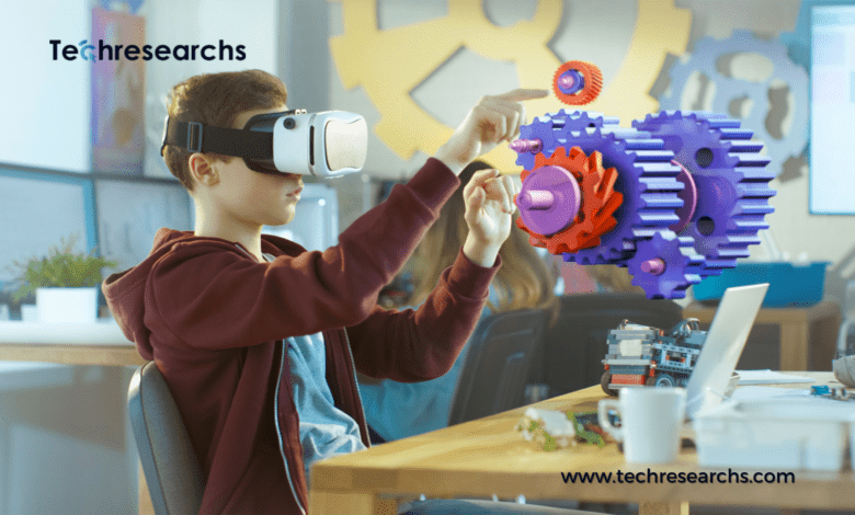 A picture showing a boy doing something with Virtual Reality for Training and Education
