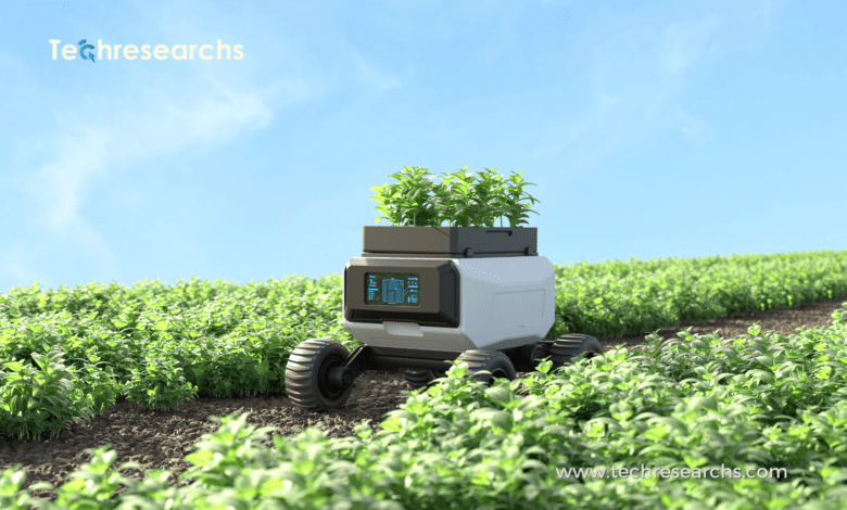 A picture showing farming robot and AI In Agriculture