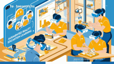 Students using augmented reality for interactive education and training