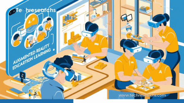 Students using augmented reality for interactive education and training