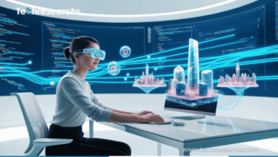 Developer creating an augmented reality experience with 3D digital objects