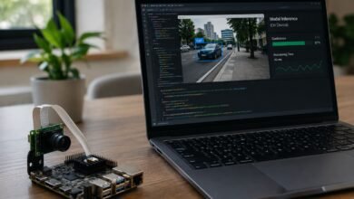 Small AI model running on an edge device for on-device AI inference