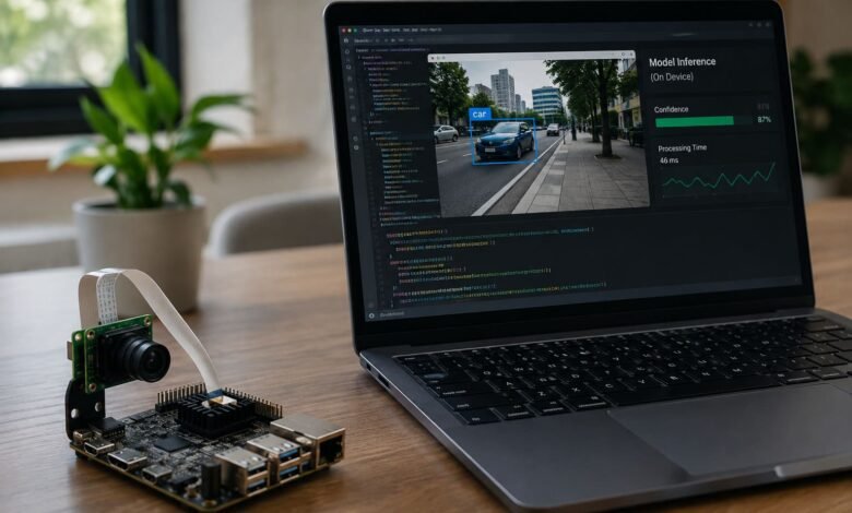 Small AI model running on an edge device for on-device AI inference