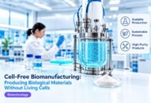 Cell-free biomanufacturing producing biological materials using cellular machinery