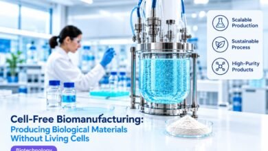 Cell-free biomanufacturing producing biological materials using cellular machinery
