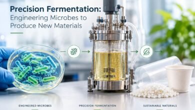 Engineered microbes used in precision fermentation to produce new materials