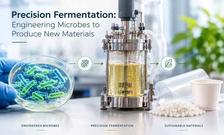 Engineered microbes used in precision fermentation to produce new materials