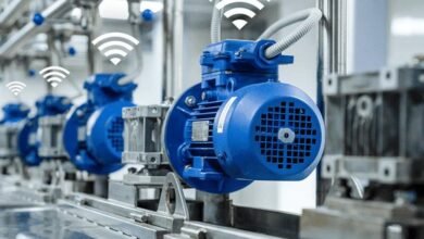 Industrial Ethernet network connecting smart factory machines for time-sensitive data communication