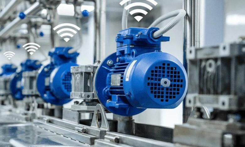 Industrial Ethernet network connecting smart factory machines for time-sensitive data communication